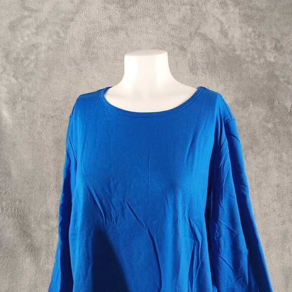 New TURTLE BAY Miss Roy 3/4 Sleeve Top MEDIUM(8-10) Blue Cotton Blend - Picture 2 of 9